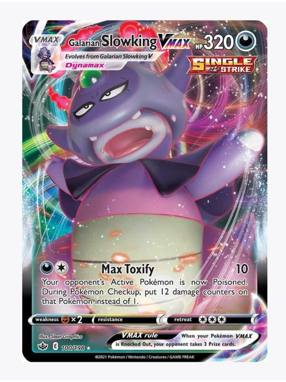 Galarian Slowking VMAX SWSH06: Chilling Reign Pokemon Trading Card